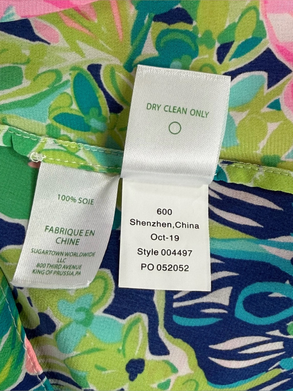 Lilly Pulitzer Shea Tunic Blouse Island Escape Tropical Pink Green Size XL EUC - Picture 6 of 16